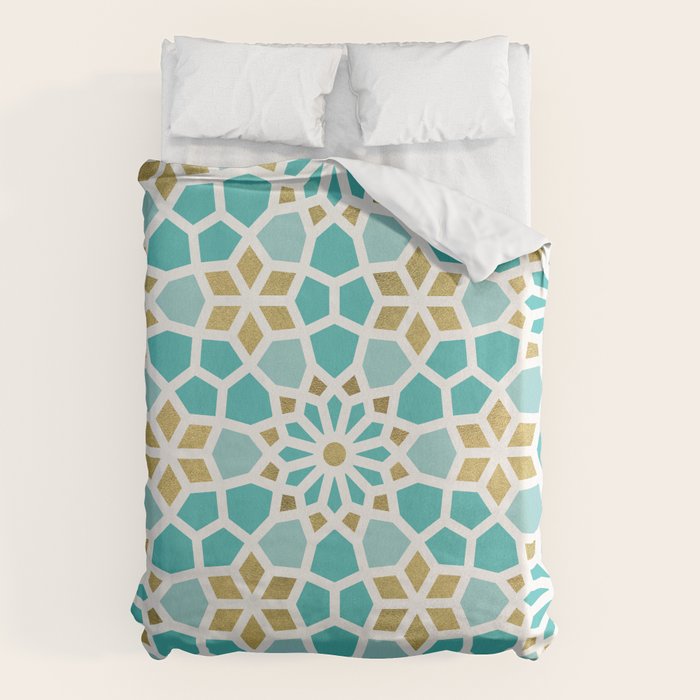 Persian Mosaic - Mint & White Duvet Cover Gallery Image 6