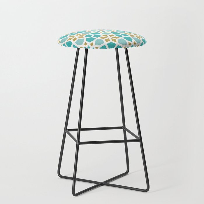 Persian Mosaic - Mint & White Stool Gallery Image 1