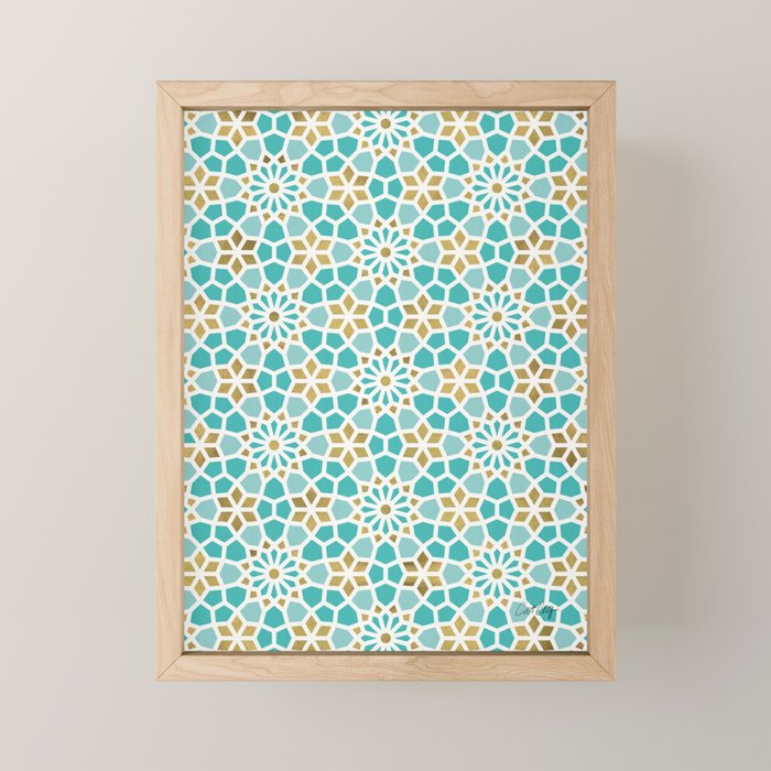 Persian Mosaic - Mint & White Mini Art Print Gallery Image 1