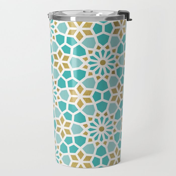 Persian Mosaic - Mint & White Travel Mug Gallery Image 2