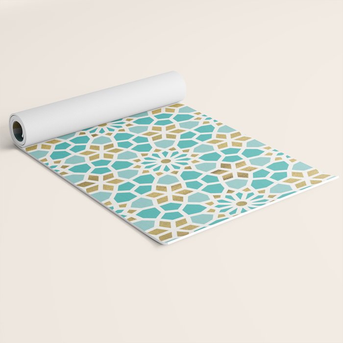Persian Mosaic - Mint & White Yoga Mat Gallery Image 2
