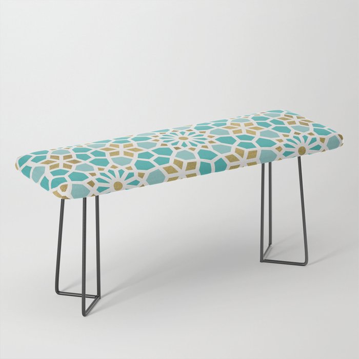 Persian Mosaic - Mint & White Bench Gallery Image 1