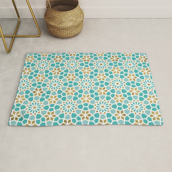Persian Mosaic - Mint & White Rug Gallery Image 1