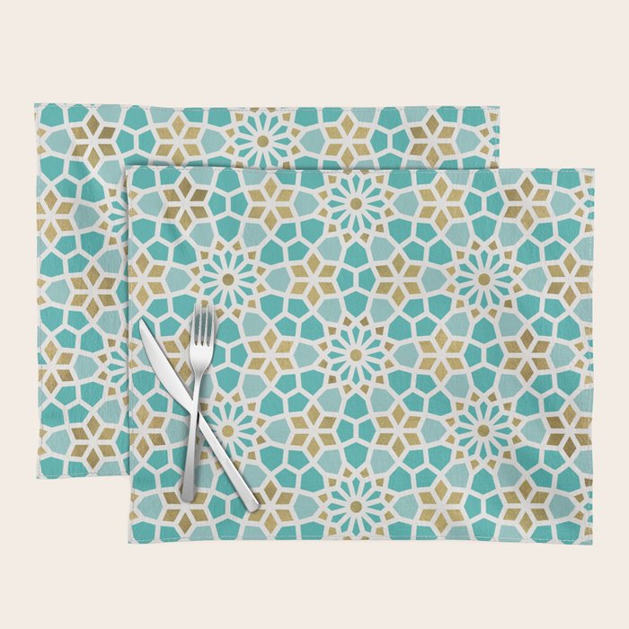 Persian Mosaic - Mint & White Placemat Gallery Image 1