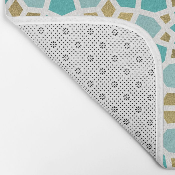 Persian Mosaic - Mint & White Bath Mat Gallery Image 2