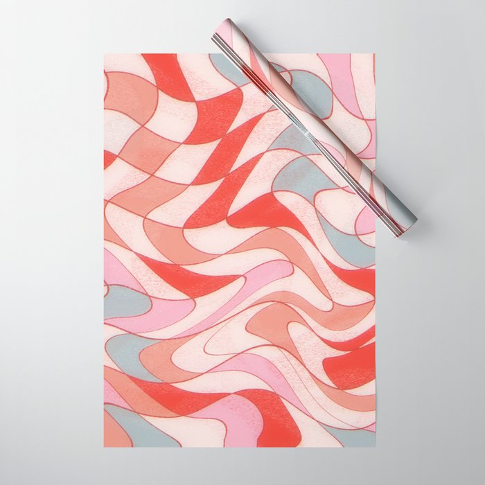 Liquid pinky abstract retro pattern  Wrapping Paper Gallery Image 1