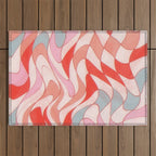 Liquid pinky abstract retro pattern  Outdoor Rug Gallery Image 1