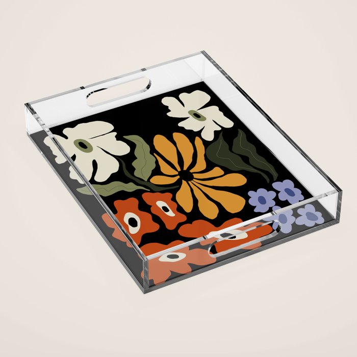 Summer floral night Acrylic Tray Gallery Image 1