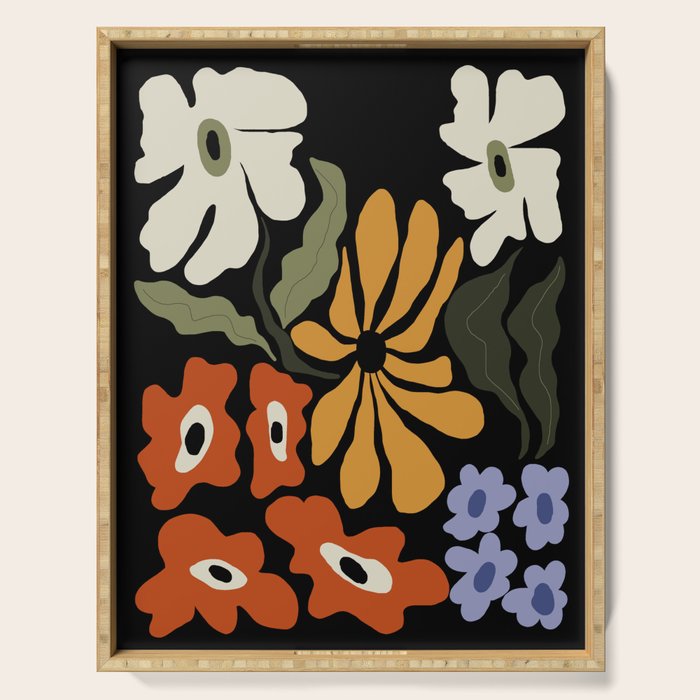 Summer floral night Serving Tray Gallery Image 1
