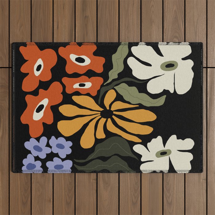 Summer floral night Outdoor Rug Gallery Image 1