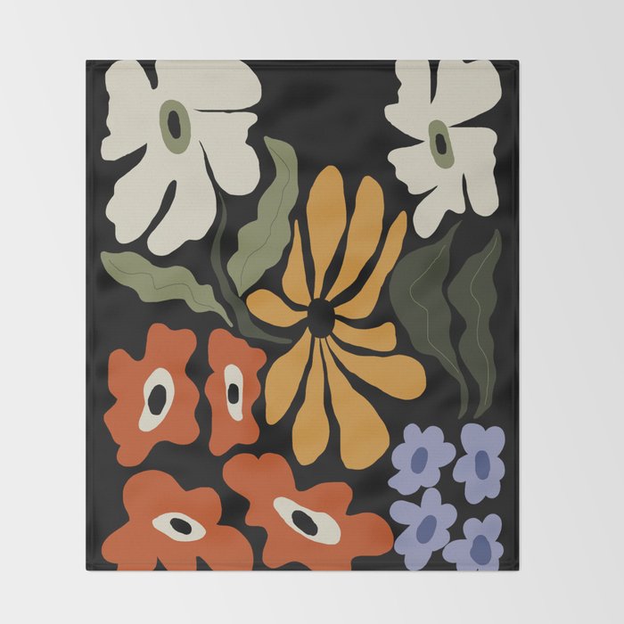 Summer floral night Throw Blanket Gallery Image 2