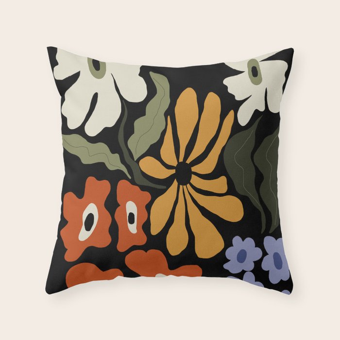 Summer floral night Throw Pillow Gallery Image 6
