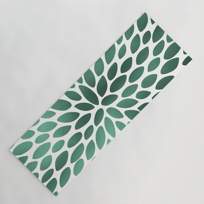 Floral Bloom Green and White Yoga Mat Gallery Image 1
