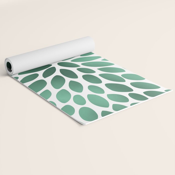 Floral Bloom Green and White Yoga Mat Gallery Image 2