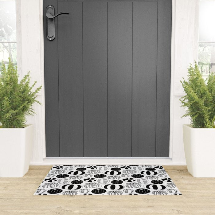 Black and white pumpkin vegetable pattern Welcome Mat Gallery Image 3