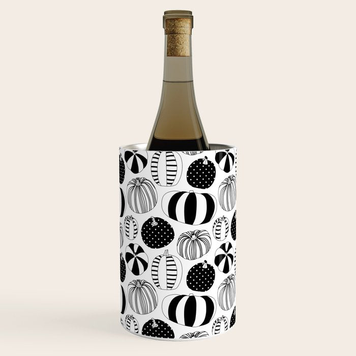 Black and white pumpkin vegetable pattern Wine Chiller Gallery Image 1