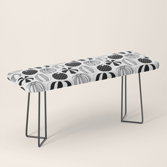 Black and white pumpkin vegetable pattern Bench Gallery Image 1