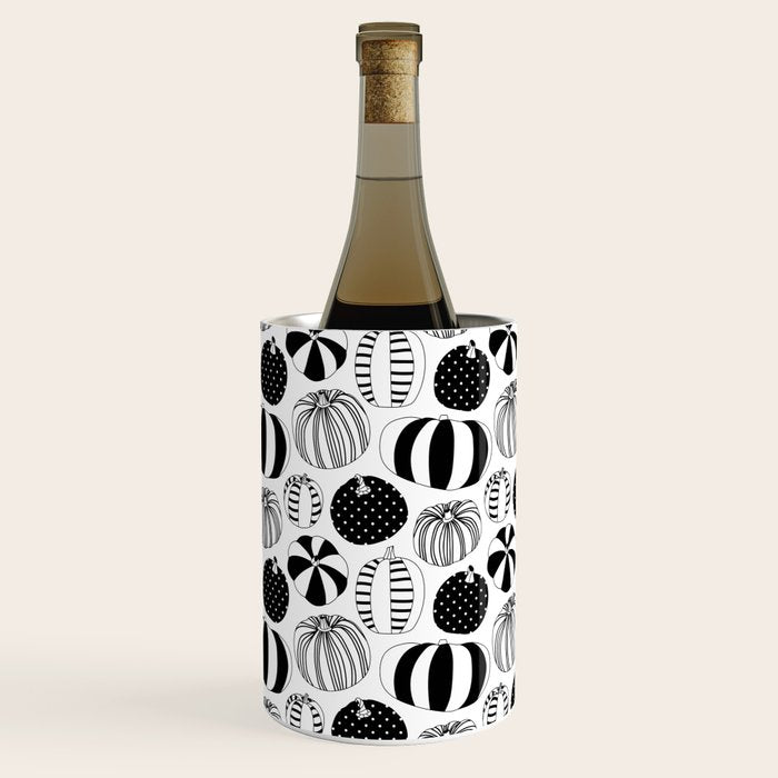 Black and white pumpkin vegetable pattern Wine Chiller Gallery Image 3