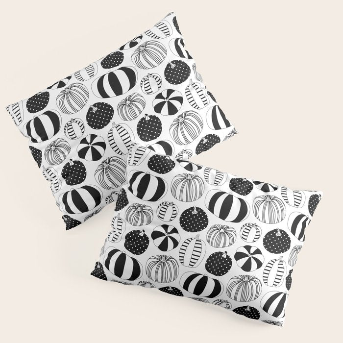 Black and white pumpkin vegetable pattern Pillow Sham Gallery Image 3