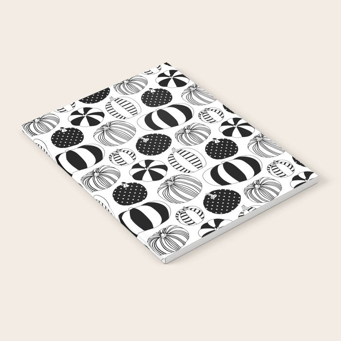 Black and white pumpkin vegetable pattern Notebook Gallery Image 1