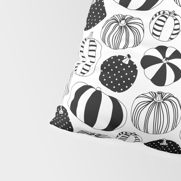 Black and white pumpkin vegetable pattern Pillow Sham Gallery Image 4