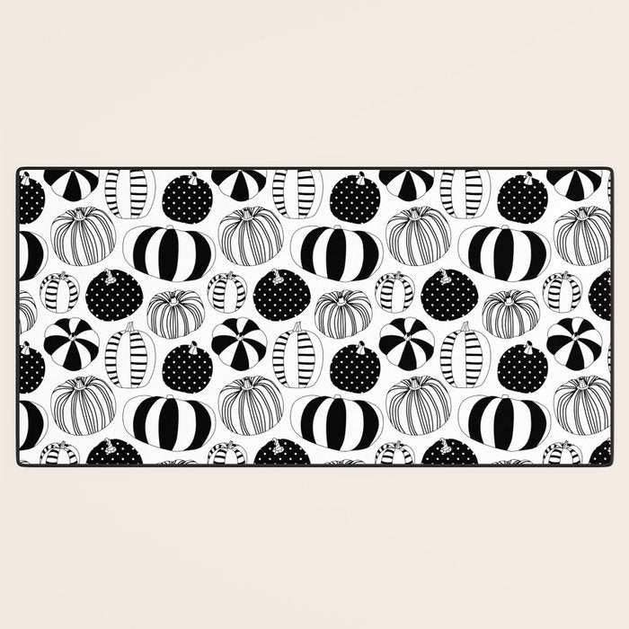 Black and white pumpkin vegetable pattern Desk Mat Gallery Image 3