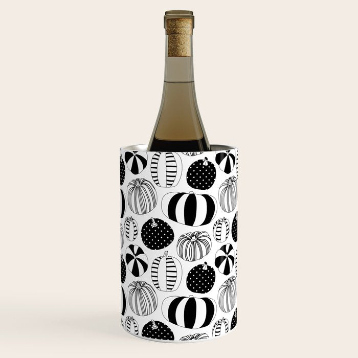Black and white pumpkin vegetable pattern Wine Chiller Gallery Image 2
