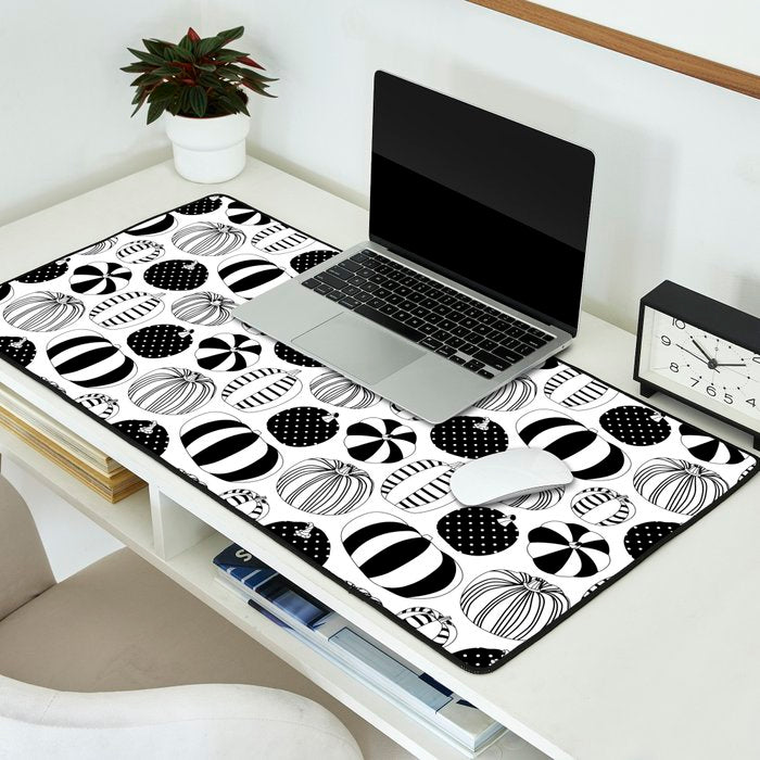 Black and white pumpkin vegetable pattern Desk Mat Gallery Image 2
