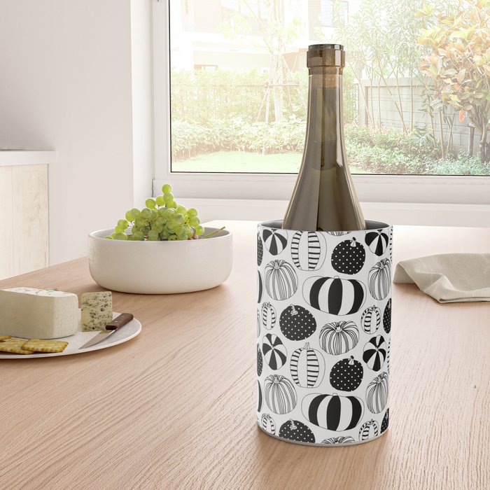 Black and white pumpkin vegetable pattern Wine Chiller Gallery Image 4