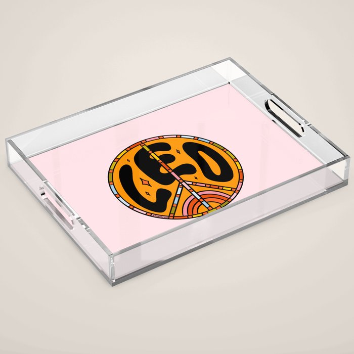 Leo Peace Sign Acrylic Tray Gallery Image 1