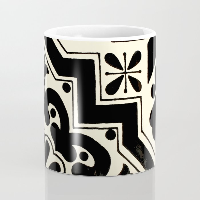 talavera mexican tile in black and white Coffee Mug Gallery Image 4