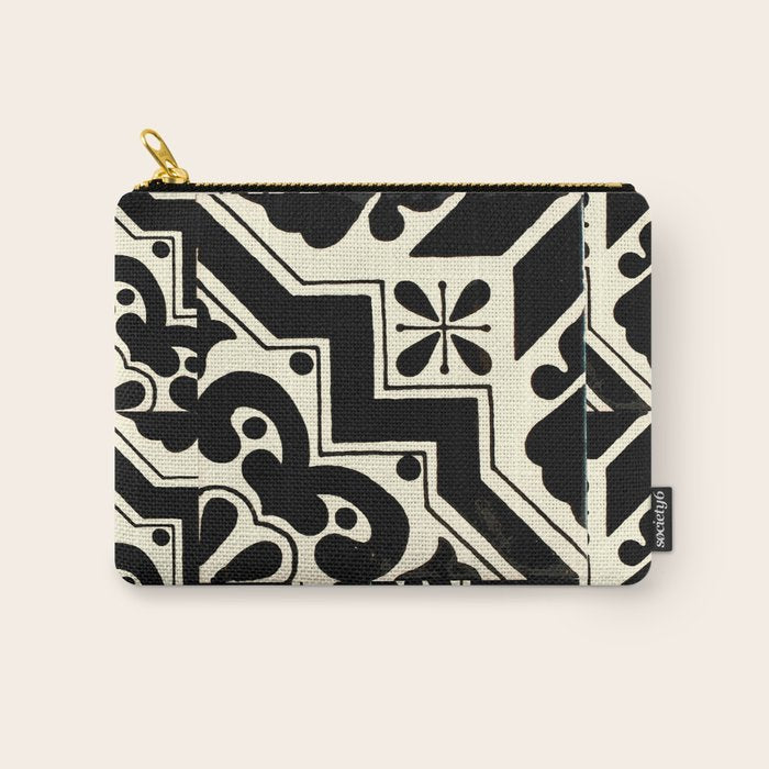 talavera mexican tile in black and white Carry All Pouch Gallery Image 1