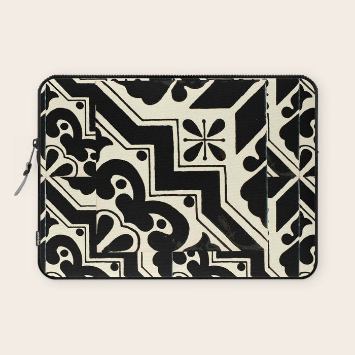 talavera mexican tile in black and white Laptop Sleeve Gallery Image 1