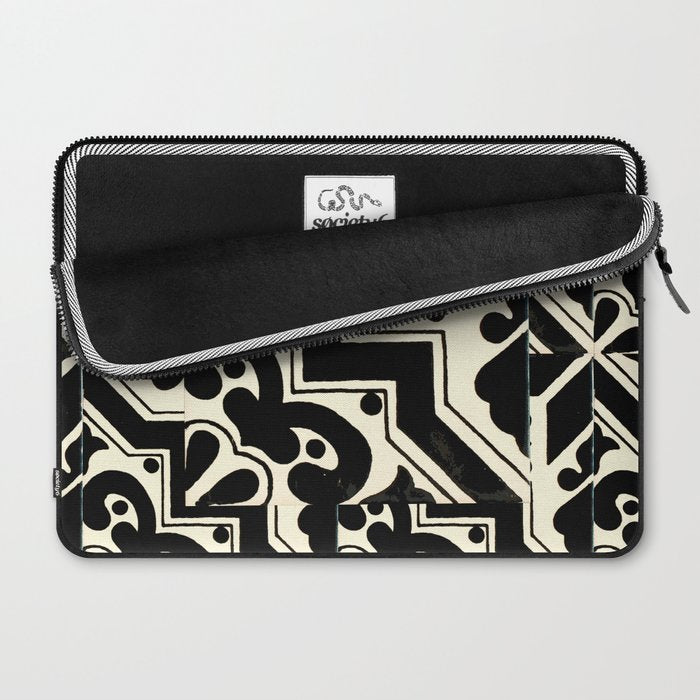 talavera mexican tile in black and white Laptop Sleeve Gallery Image 2