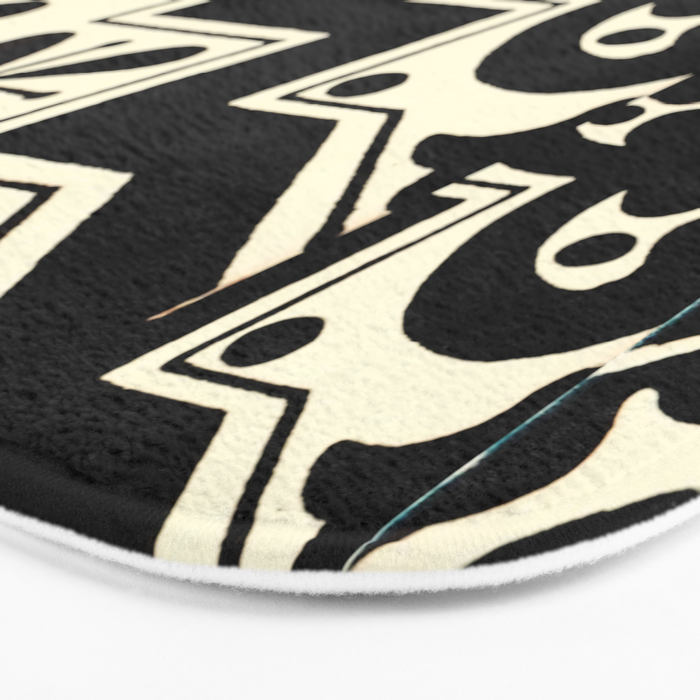 talavera mexican tile in black and white Bath Mat Gallery Image 3