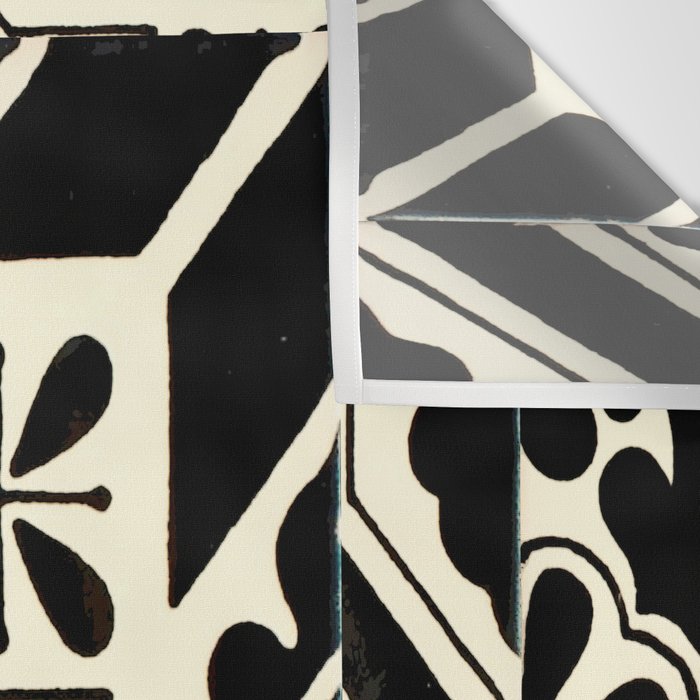 talavera mexican tile in black and white Wall Tapestry Gallery Image 3
