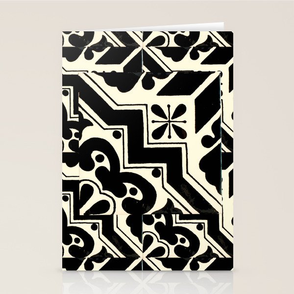 talavera mexican tile in black and white Stationery Card Gallery Image 2