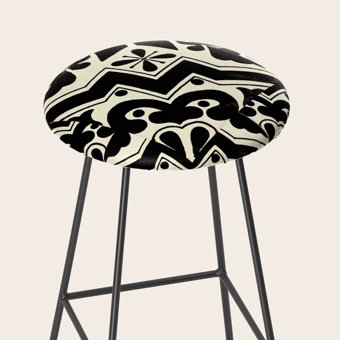 talavera mexican tile in black and white Stool Gallery Image 2