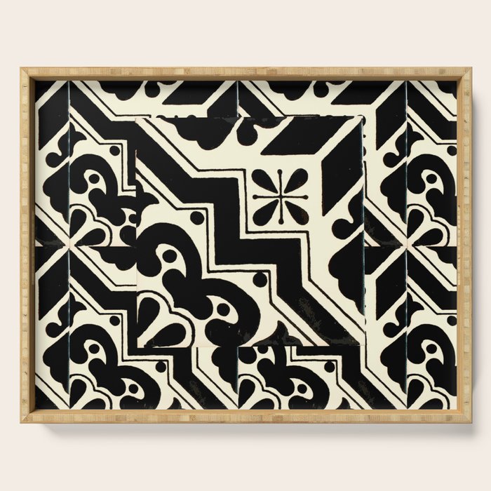 talavera mexican tile in black and white Serving Tray Gallery Image 1