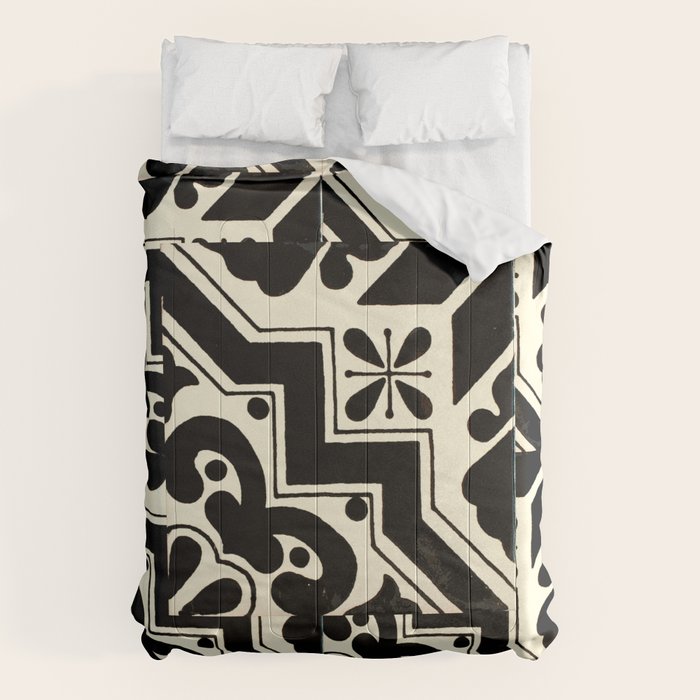 talavera mexican tile in black and white Comforter Gallery Image 6