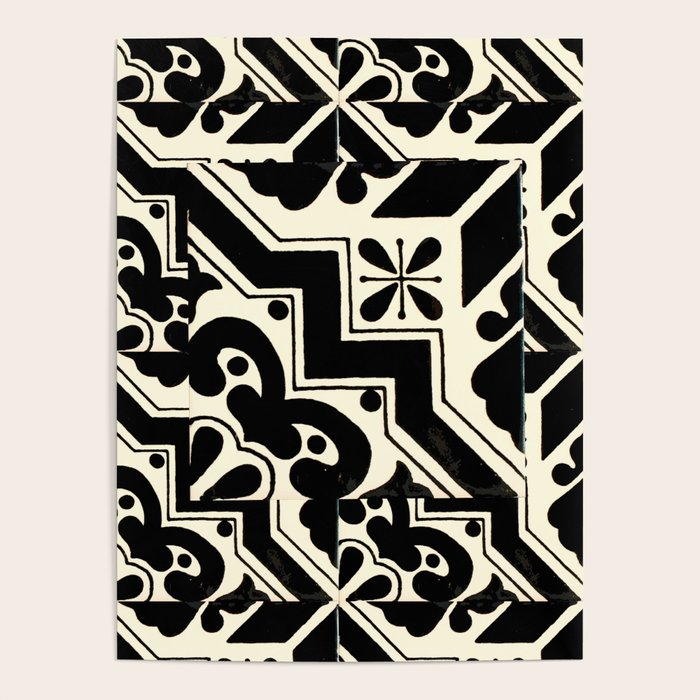 talavera mexican tile in black and white Poster Gallery Image 4