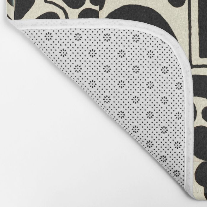 talavera mexican tile in black and white Bath Mat Gallery Image 2