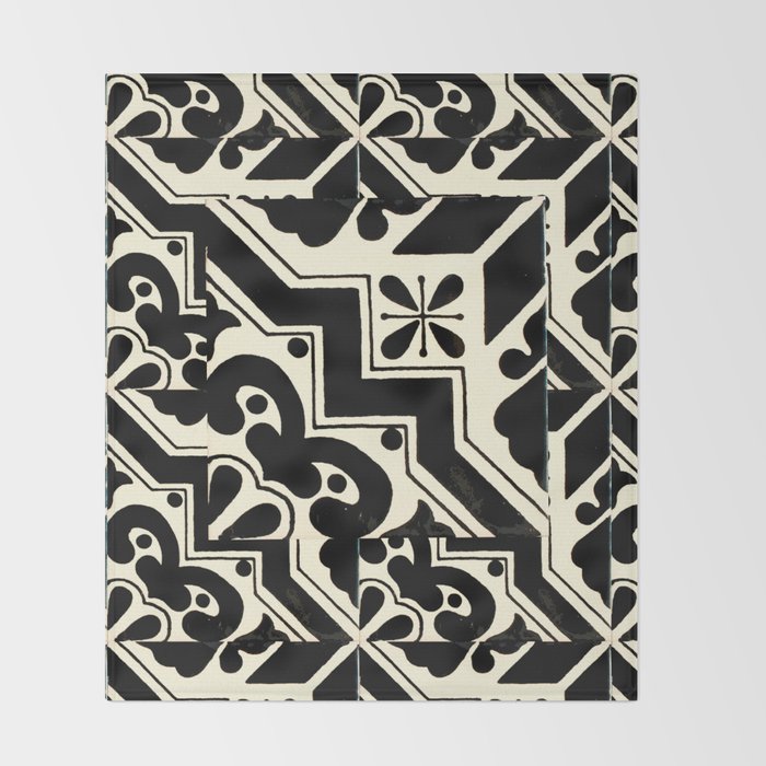 talavera mexican tile in black and white Throw Blanket Gallery Image 2