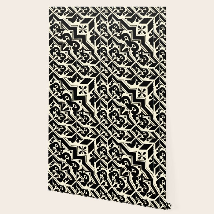 talavera mexican tile in black and white Wallpaper Gallery Image 2
