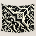 talavera mexican tile in black and white Wall Tapestry Gallery Image 4