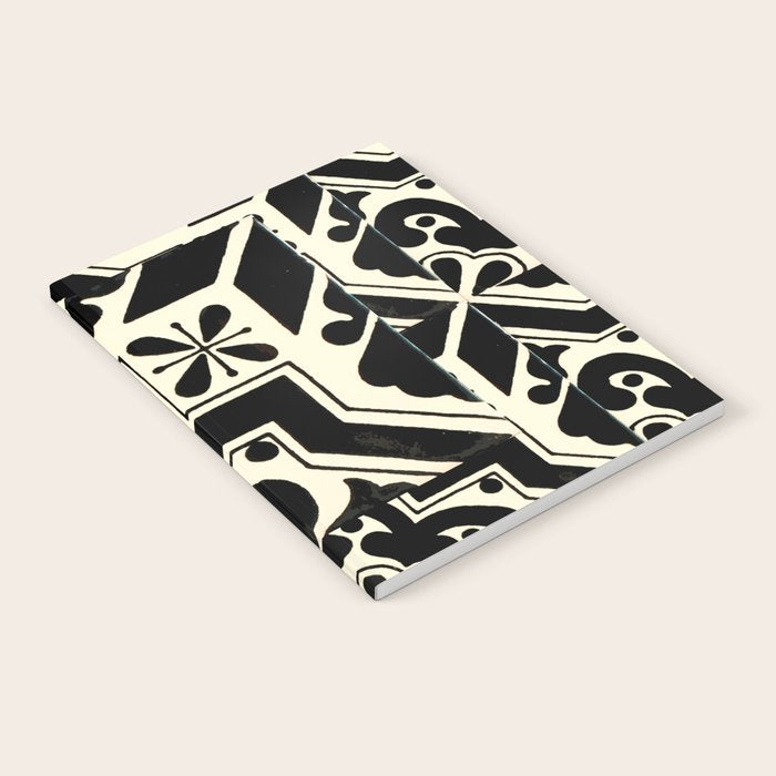 talavera mexican tile in black and white Notebook Gallery Image 1