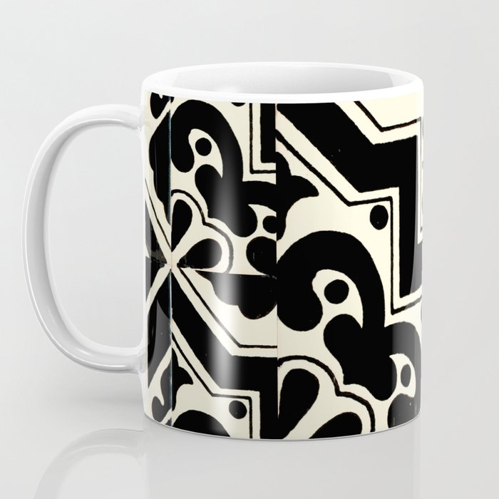 talavera mexican tile in black and white Coffee Mug Gallery Image 3