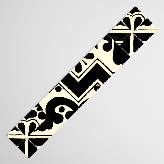 talavera mexican tile in black and white Table Runner Gallery Image 3