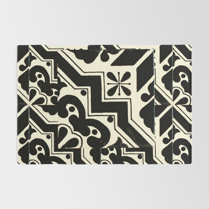 talavera mexican tile in black and white Rug Gallery Image 2