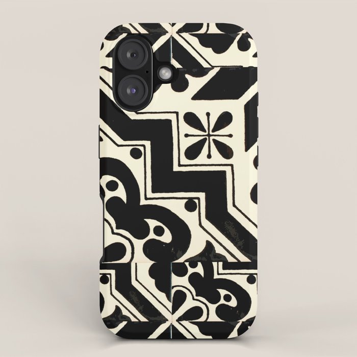 talavera mexican tile in black and white iPhone Case Gallery Image 1
